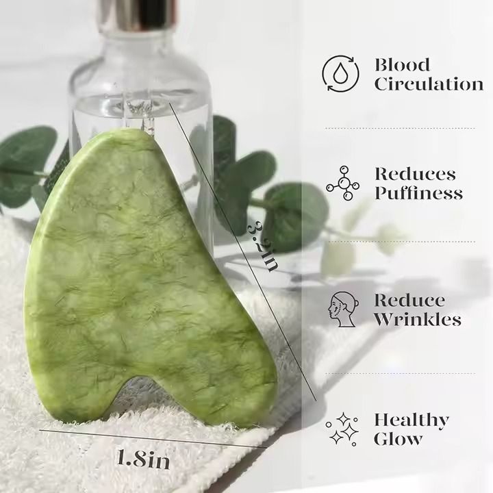 1pc 5-in-1 Natural Jade guasha Facial Massage Set - Includes Roller and Gua Sha Tool, for Face, Neck, Body, Reduces Puffiness and Wrinklesreduce lines & dark circles,softens smile lines,Glows skin
