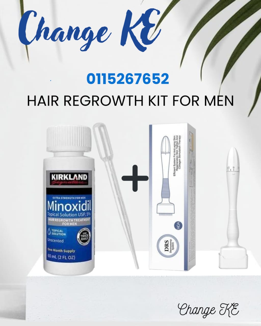 ORIGINAL Kirkland Minoxidil 5% Extra Strength Hair Regrowth 1 Month Supply and dermastamp hair growth kit guaranteed results,for hairloss , beard care ,scalp treatment alopecia