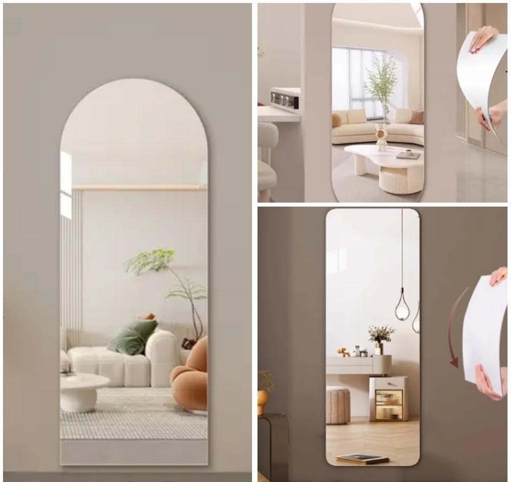 High quality Peel & Stick Full Length Wall Mirror 40x150cm Unbreakable Flexible Acrylic Self Adhesive Body Mirror Decorative Wall Mirror for Bedroom Dressing Area Home Gym