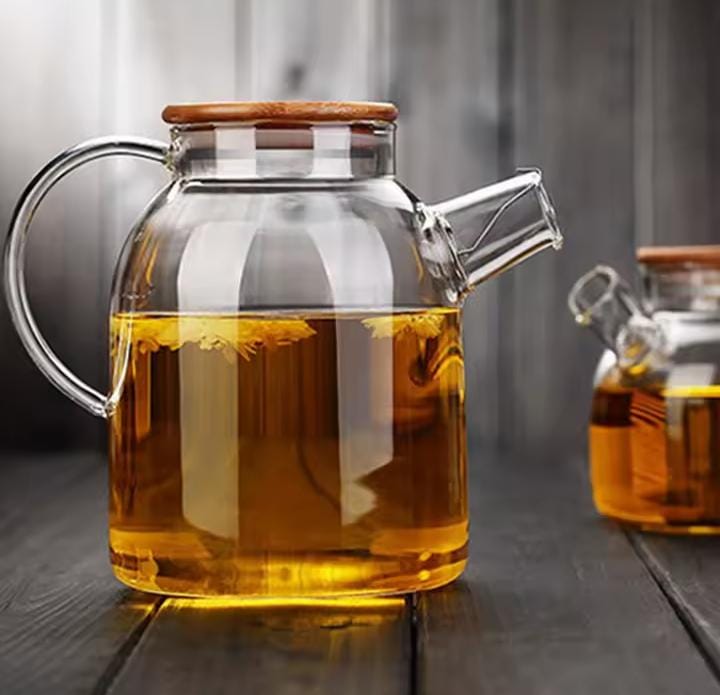 High quality 1.8Litres High Borosilicate Heat Resistant Glass Teapot + Bamboo Airtight Lid