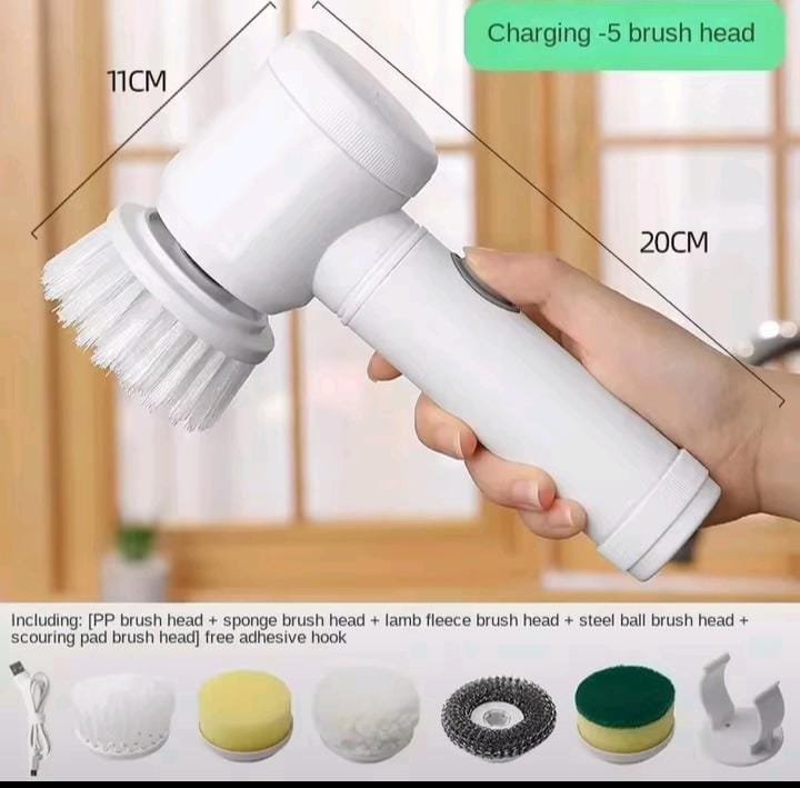 High quality 5 In 1 Multifunctional Electric Household Magic Brush ABS Kitchen Bathtub Cleaning Window Brush Cleaner