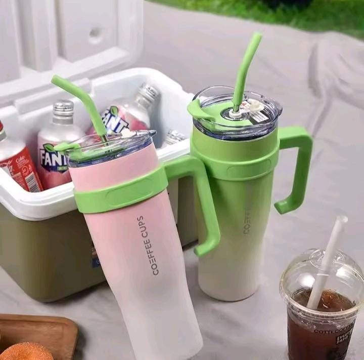 Stanley Thermo Mug 1.20 Litres Stainless Steel Tumbler With Handle & Straw Lid, Insulated Reusable Stainless Steel Travel Mug. ALL DAY INSULATION. Hot and Cold Stanley Mug