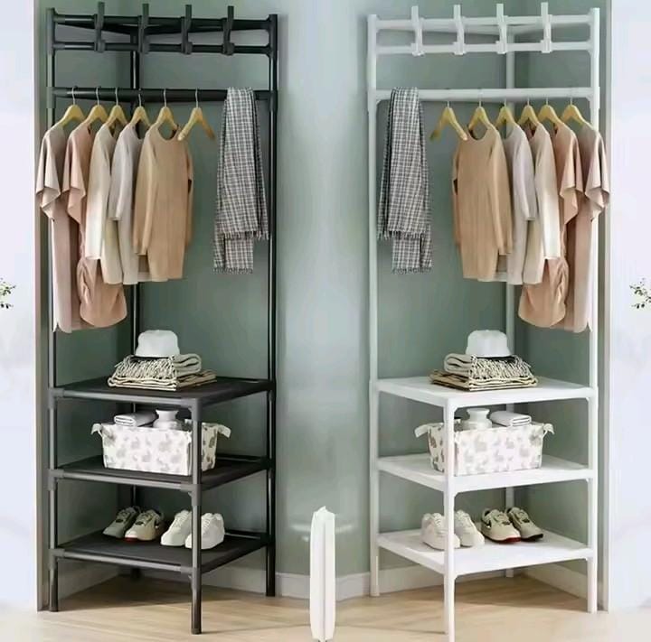 High quality💰 BEST OFFER 💰 1 PC Multifunctional Metallic Corner Coat Hanging Rack 185cm x 40cm, Free Standing, Heavy Duty, Space Saving