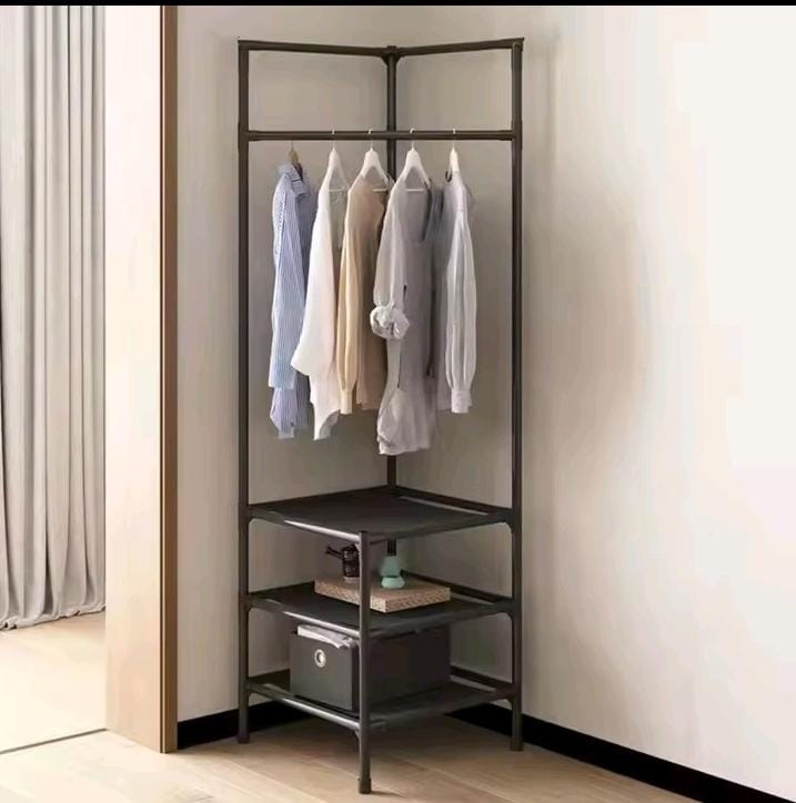 High quality💰 BEST OFFER 💰 1 PC Multifunctional Metallic Corner Coat Hanging Rack 185cm x 40cm, Free Standing, Heavy Duty, Space Saving