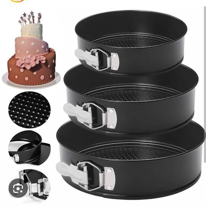 High quality 3pcs non-stick springform cake baking tins/moulds squre round heart baking trays/tins black normal