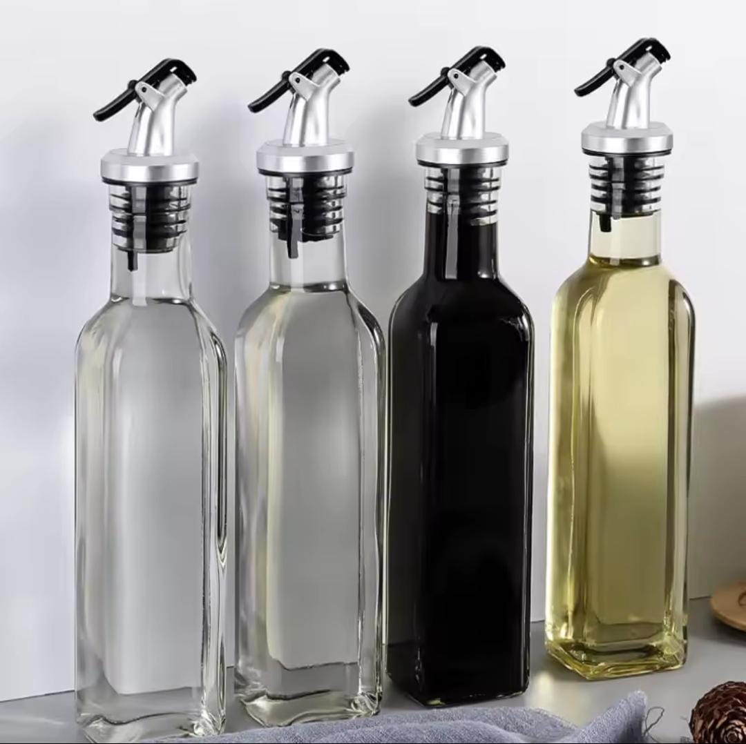 High quality Premium Clear Glass Oil Dispenser Bottle with Stainless Steel Pour Spout – Leak-Proof Kitchen Vinegar, Olive Oil & Cooking Sauce Container