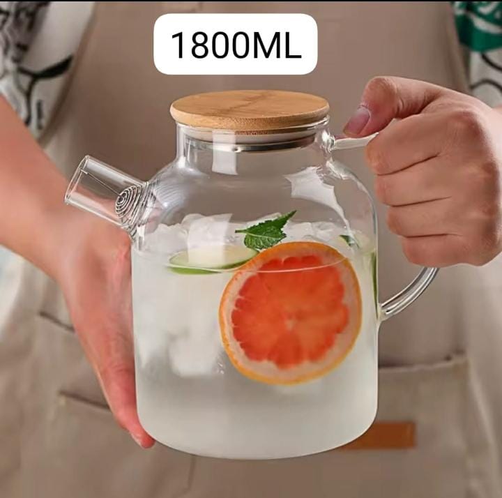 High quality Heat-Resistant Glass Teapot with Stainless Wire Infuser, 1.5L Borosilicate Tea Pot, Wooden Lid, Durable and Elegant, Perfect for Brewing Tea at Home, Office, or Gifting