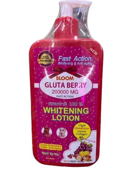 Gluta Berry Bloom Gluta Fast Action Whitening & Anti-Aging Body Lotion Lightens Skin, Reduces Dark Spots, Anti-aging, Hydrates Deeply, Firms Skin, Brightens, Smooths Texture