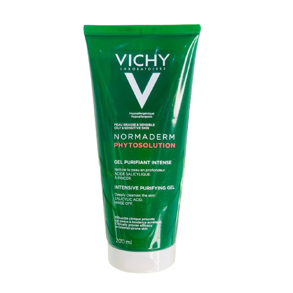 Vichy Normaderm Intensive Purifying Foaming Cleanser Gel + Tretinoin Acnesol Cream Deep Cleansing, Unclogs Pores, Treats Acne, Reduces Inflammation, Improves Texture, Soothes Skin