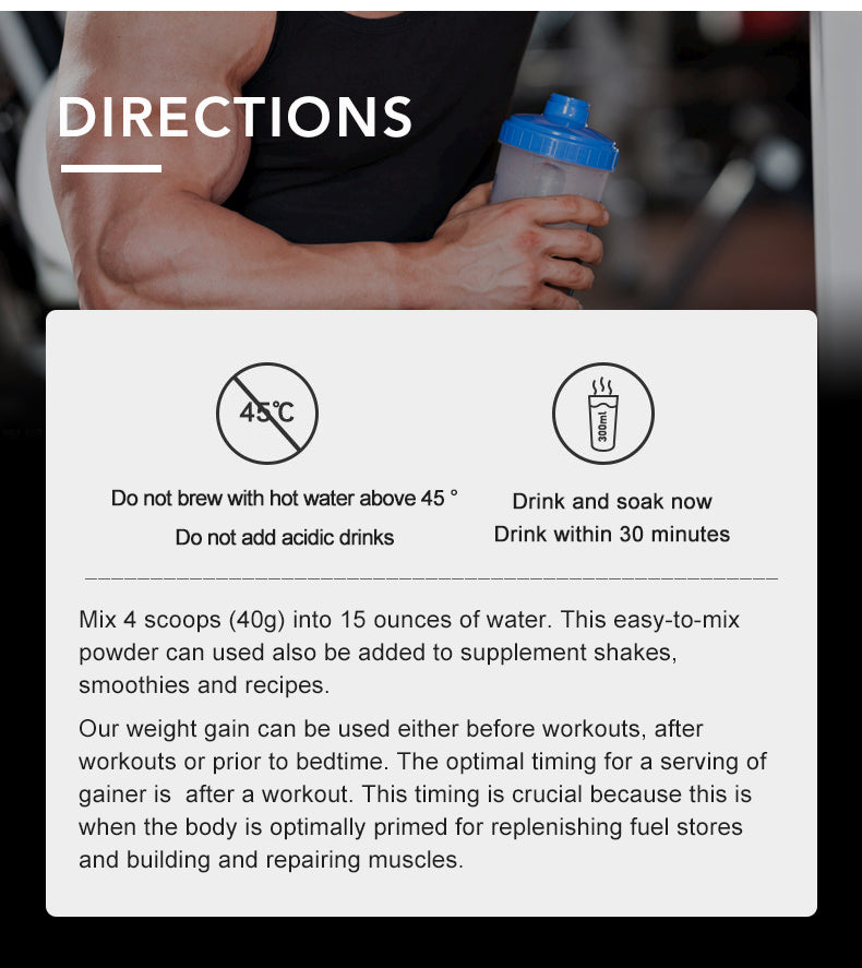 Wins Town Weight Gainer and Muscle Builder Supplement Protein Powder Supports Muscle Growth, Promotes Weight Gain, Boosts Energy, Easy to Mix