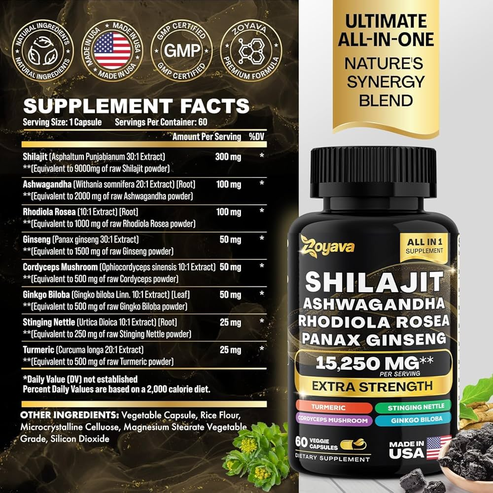 Shilajit Capsules For Men And Women Natural Energy Hormonal Balance Stamina Strength Vitality Libido Fertility Immunity Mental Focus And Performance Supplement