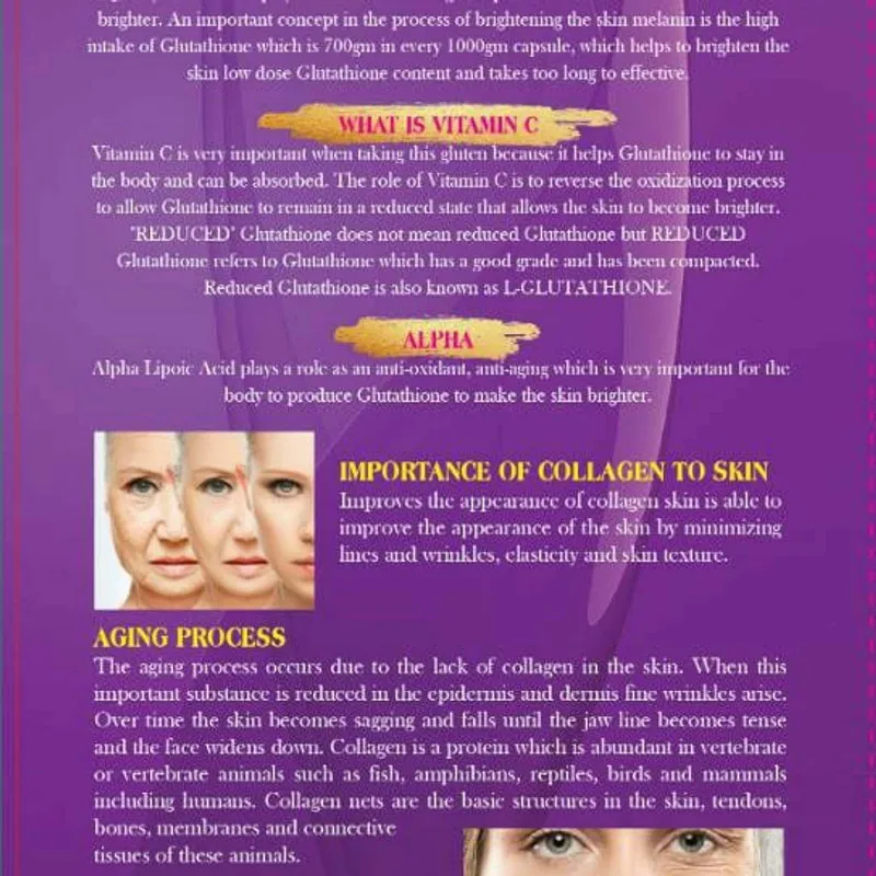 Gluta White L-Glutathione Plus White Brillion Powder For Skin Brightening, Anti-Aging, Dark Spot Reduction, Detoxification & Immune Support