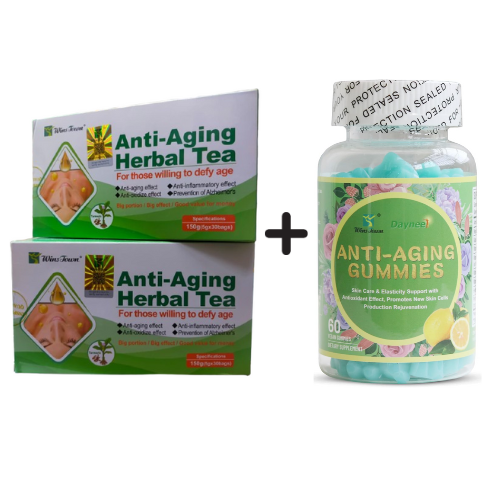 Winstown Anti-Aging Tea and Anti-Aging Gummies Immunity Support, Firm Skin and Radiance Antioxidants Promote New Skin Cell Renewal, Smooth Wrinkles and Boost Vitality