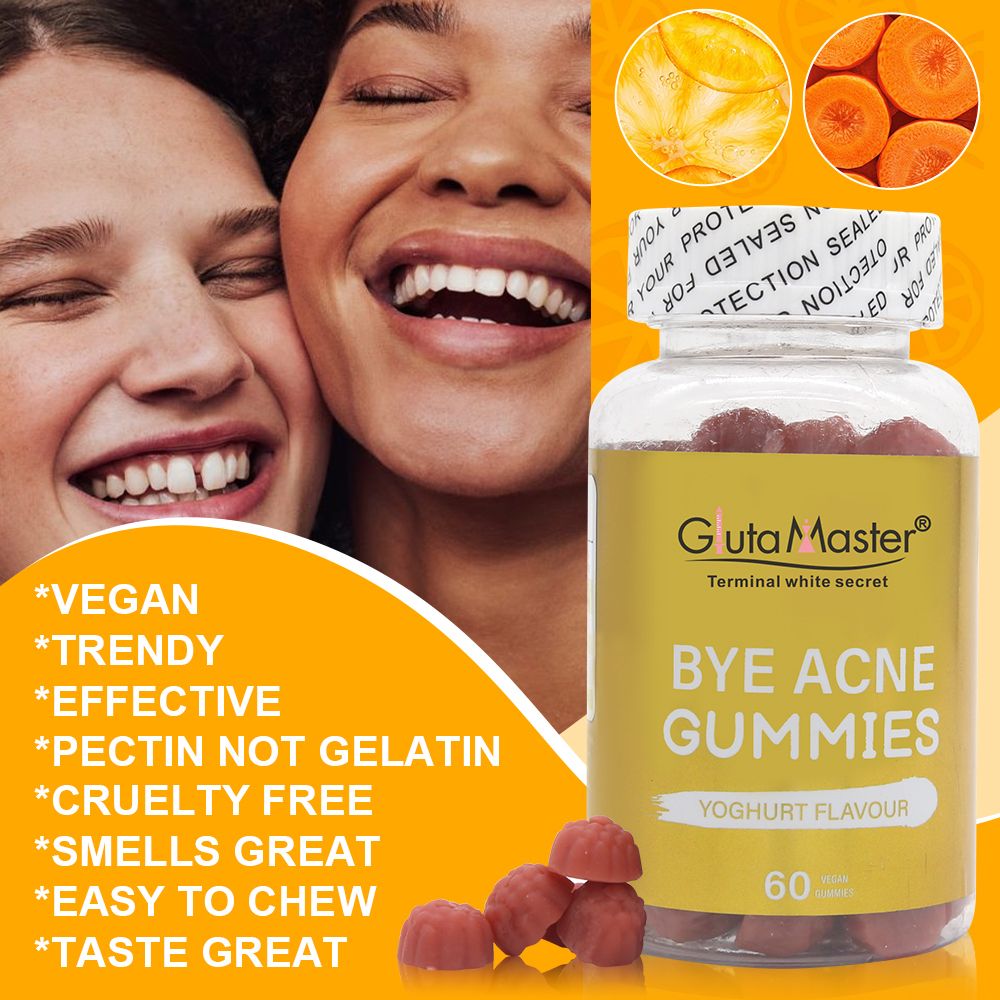 Gluta Master Bye Acne Gummies Clears Acne, Reduces Breakouts, Fades Dark Spots, Improves Skin Texture, Promotes Smooth Healthy Radiant And Glowing Skin From Within