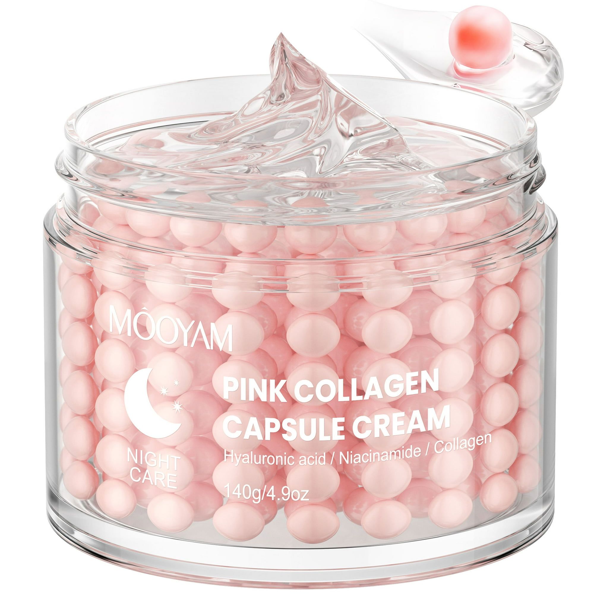 Pink Collagen Capsule Cream Face Moisturizer Lightweight Cream With Collagen Hyaluronic Acid And Niacinamide For Uneven Skin Tone Glow Radiant Hydration 140g