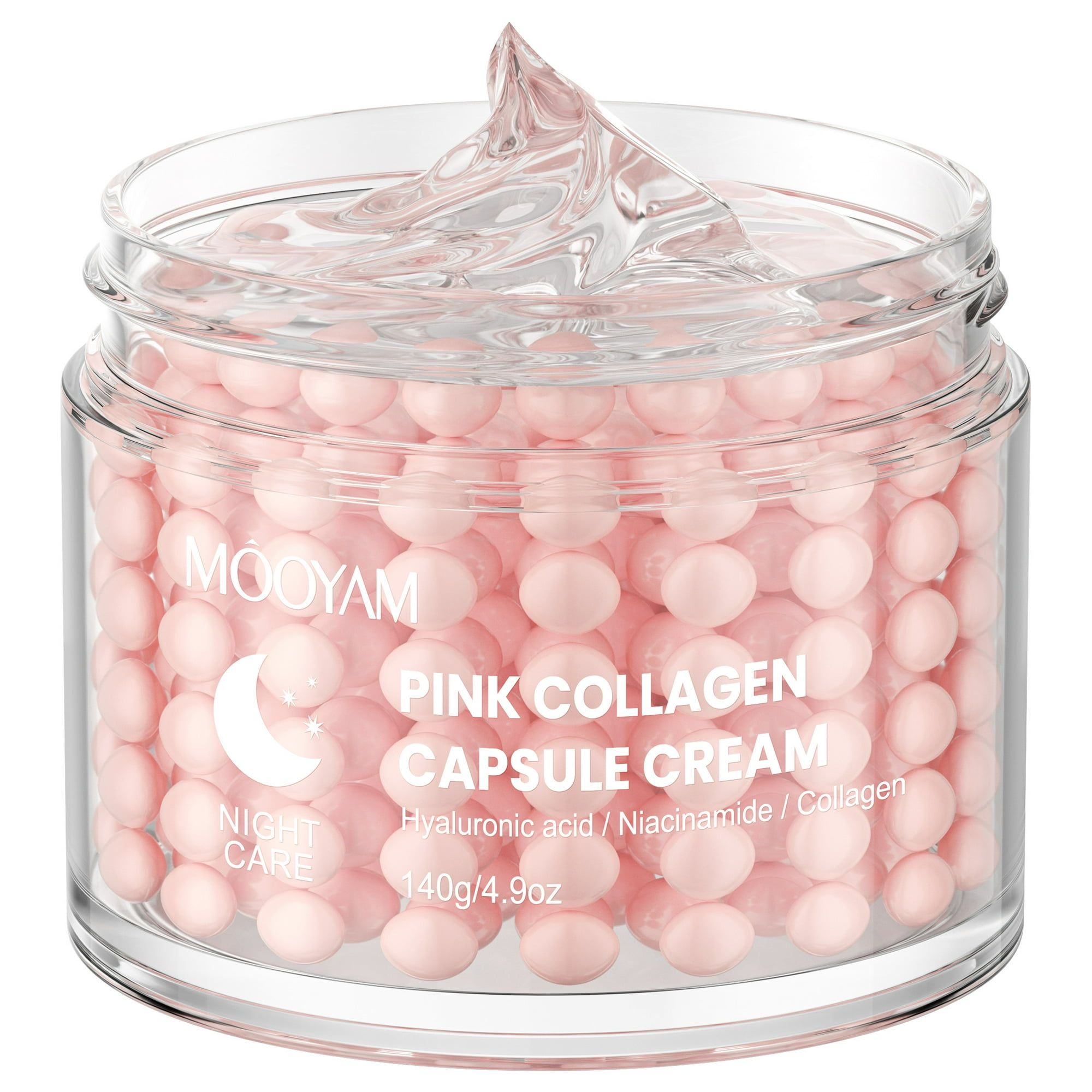 Pink Collagen Capsule Cream Face Moisturizer Lightweight Cream With Collagen Hyaluronic Acid And Niacinamide For Uneven Skin Tone Glow Radiant Hydration 140g