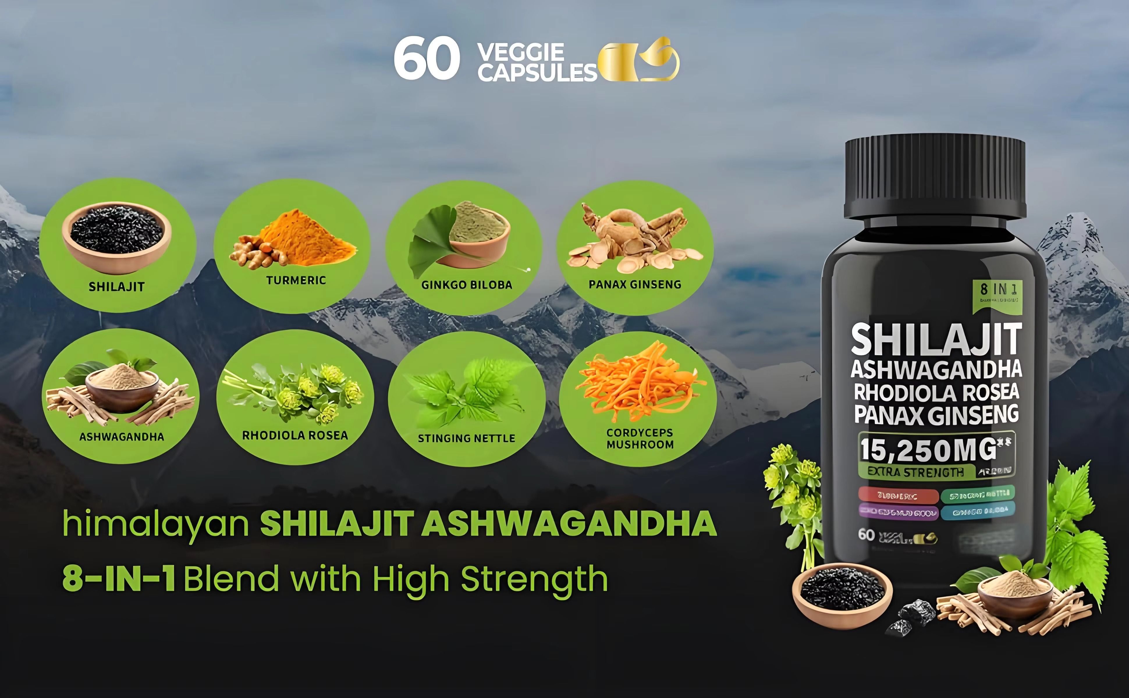Shilajit Capsules For Men And Women Natural Energy Hormonal Balance Stamina Strength Vitality Libido Fertility Immunity Mental Focus And Performance Supplement