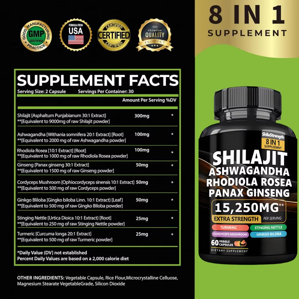 Shilajit Capsules For Men And Women Natural Energy Hormonal Balance Stamina Strength Vitality Libido Fertility Immunity Mental Focus And Performance Supplement