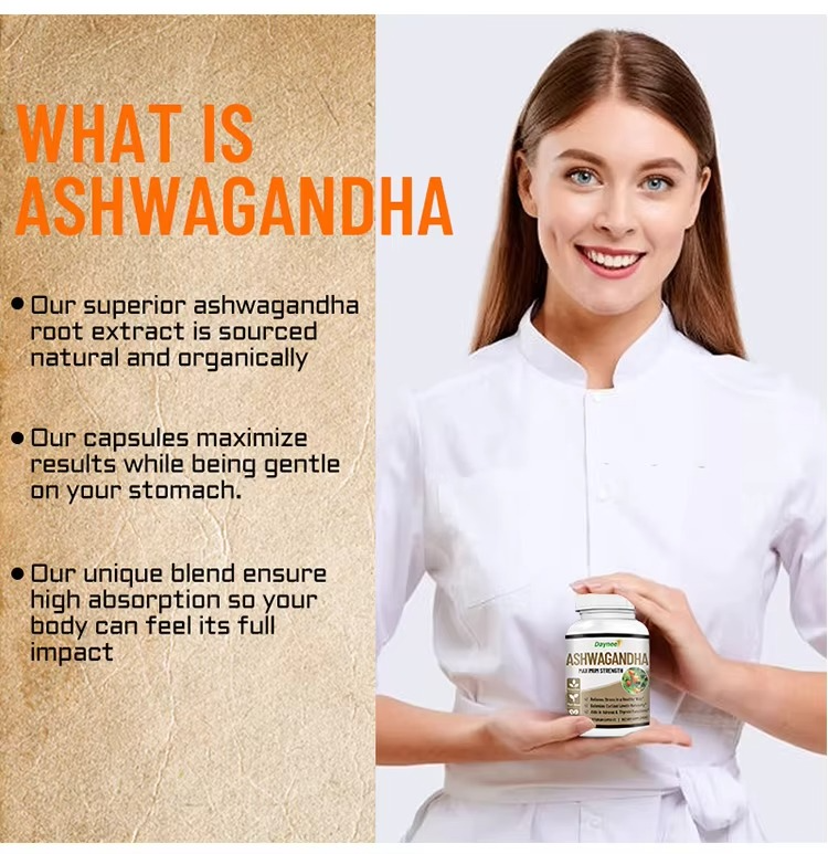 Daynee Ashwagandha Maximum Strength Capsules Stress Relief Hormonal Balance Energy Stamina Mood Focus Vitality Adrenal And Thyroid Support Natural Wellness Supplement