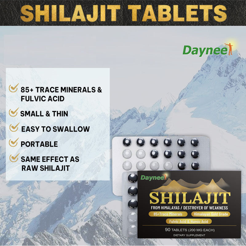 Daynee Himalayan Shilajit Tablets Premium Energy, Strength & Vitality Booster 90 Tablets, 200mg Each Powerful Himalayan Energy & Vitality Booster For Men And Women