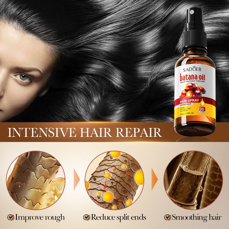 Sadoer Batana Oil Hair Spray 30ml Hair Growth & Scalp Care Treatment For Thicker, Fuller, Softer, And Healthier Hair Strengthens Roots, Reduces Hair Loss & Boosts Shine