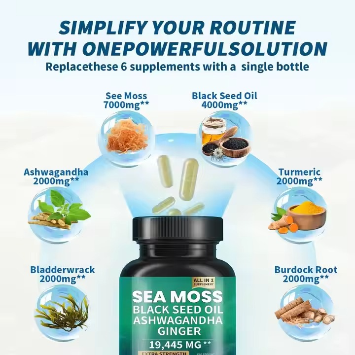 Sea Moss & Shilajit Extra Strength Duo Boost Energy Immunity Detox Stamina Performance Libido Focus Skin Health Joint Strength & Overall Vitality for Men & Women