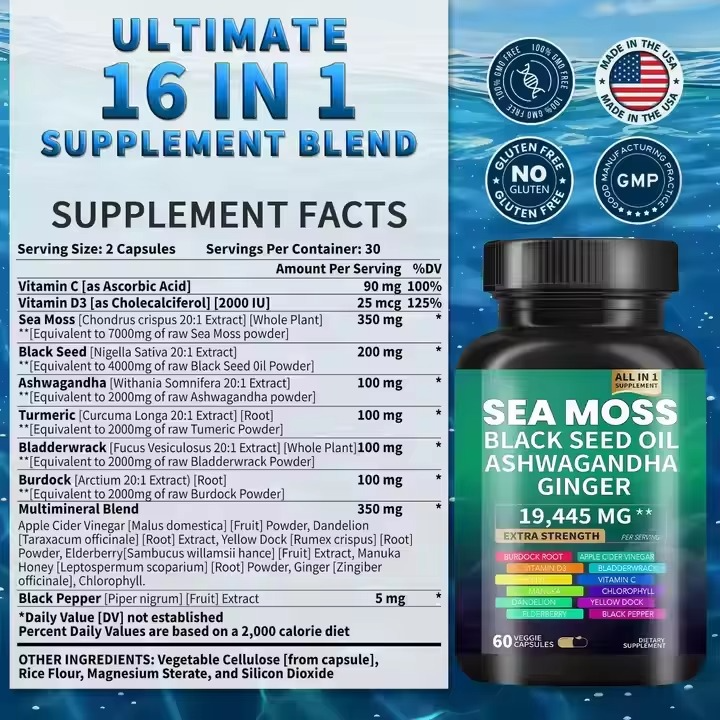 Sea Moss & Shilajit Extra Strength Duo Boost Energy Immunity Detox Stamina Performance Libido Focus Skin Health Joint Strength & Overall Vitality for Men & Women
