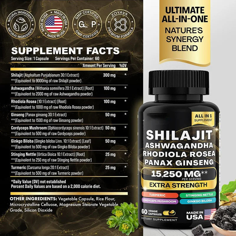 Sea Moss & Shilajit Extra Strength Duo Boost Energy Immunity Detox Stamina Performance Libido Focus Skin Health Joint Strength & Overall Vitality for Men & Women