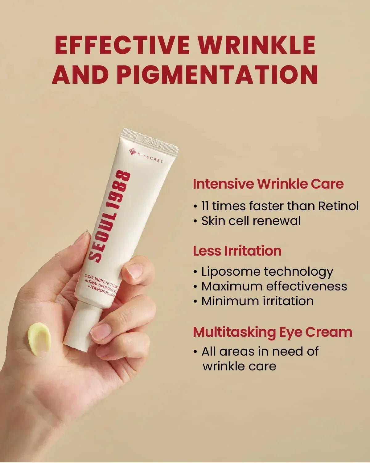 K-Secret Seoul 1988 Eye Cream Retinal Liposome 4% + Fermented Bean – 30ml Advanced Retinal Eye Cream That Smooths Wrinkles Brightens Dark Circles And Firms Delicate Skin