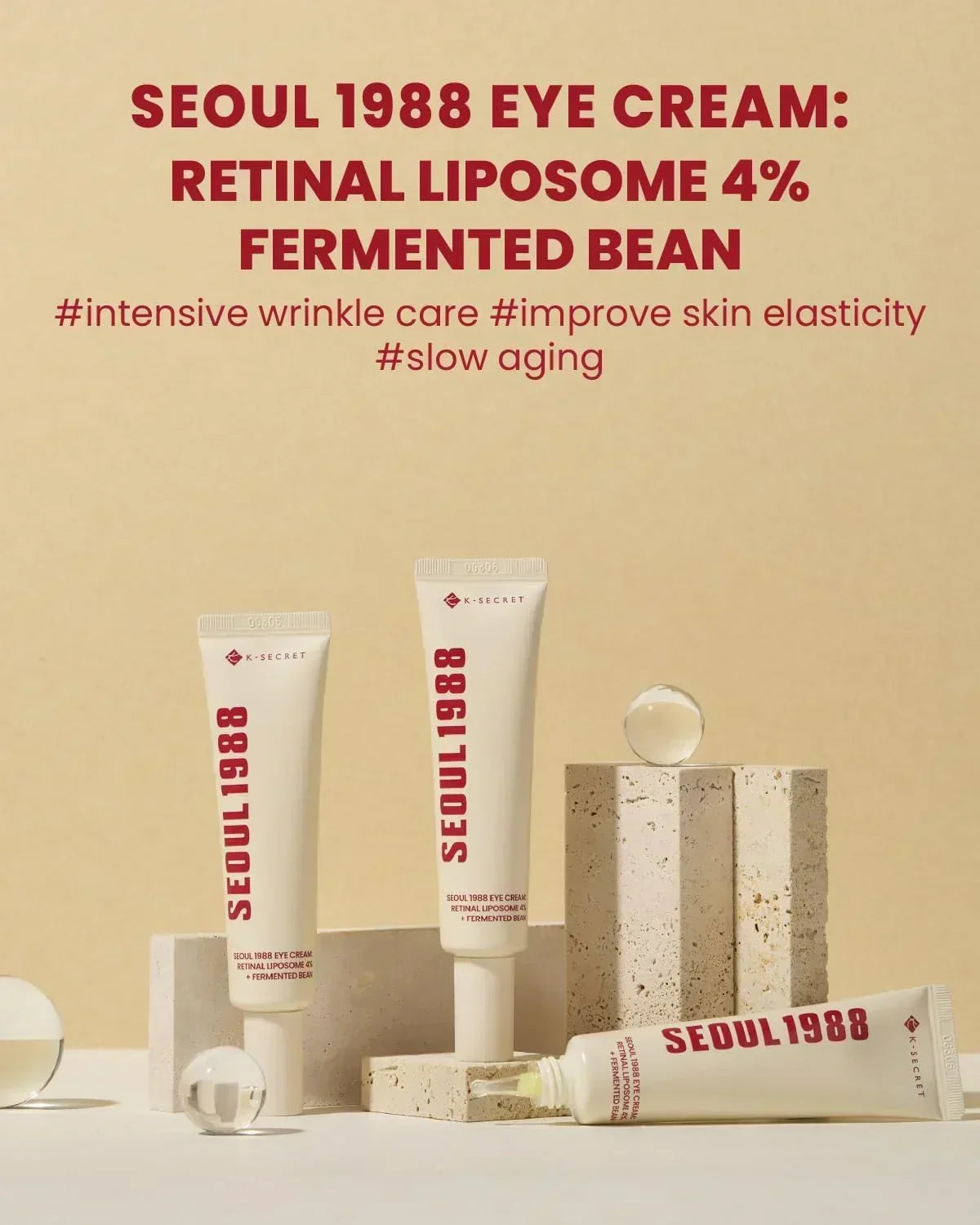 K-Secret Seoul 1988 Eye Cream Retinal Liposome 4% + Fermented Bean – 30ml Advanced Retinal Eye Cream That Smooths Wrinkles Brightens Dark Circles And Firms Delicate Skin