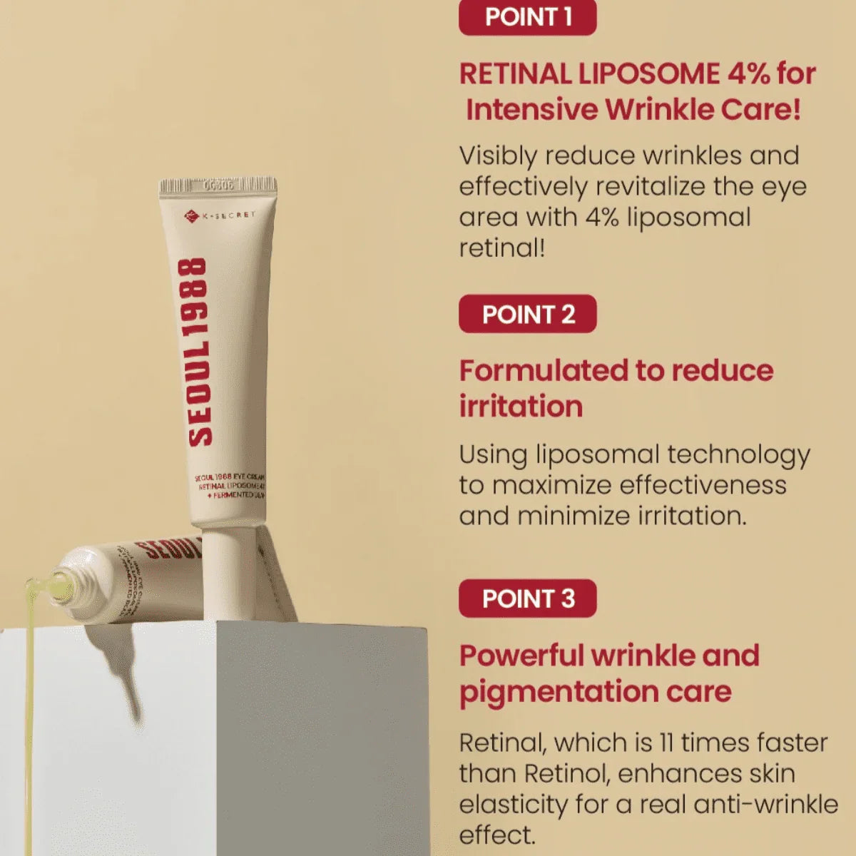 K-Secret Seoul 1988 Eye Cream Retinal Liposome 4% + Fermented Bean – 30ml Advanced Retinal Eye Cream That Smooths Wrinkles Brightens Dark Circles And Firms Delicate Skin