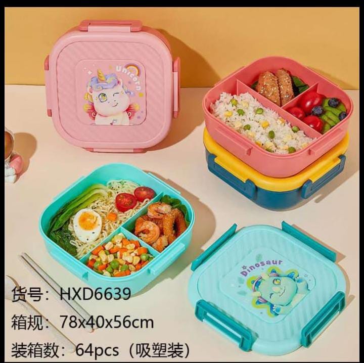 high quality plastic Partitioned cartoon themed kitchen kids lunch box