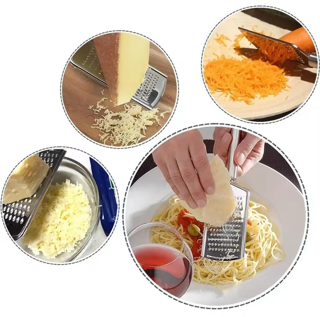 Stainless steel kitchen cheese grater with handle