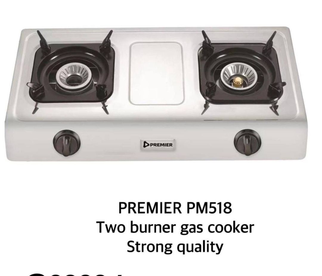 Strong quality stainless steel table top two burner gas cooker