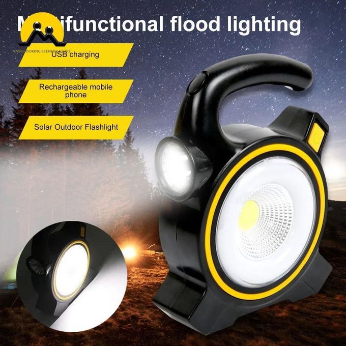 COB Work Lamp LED Solar Light Portable Lantern Tent Light Emergency Spotlight Rechargeable Floodlight for Outdoor Hiking Camping