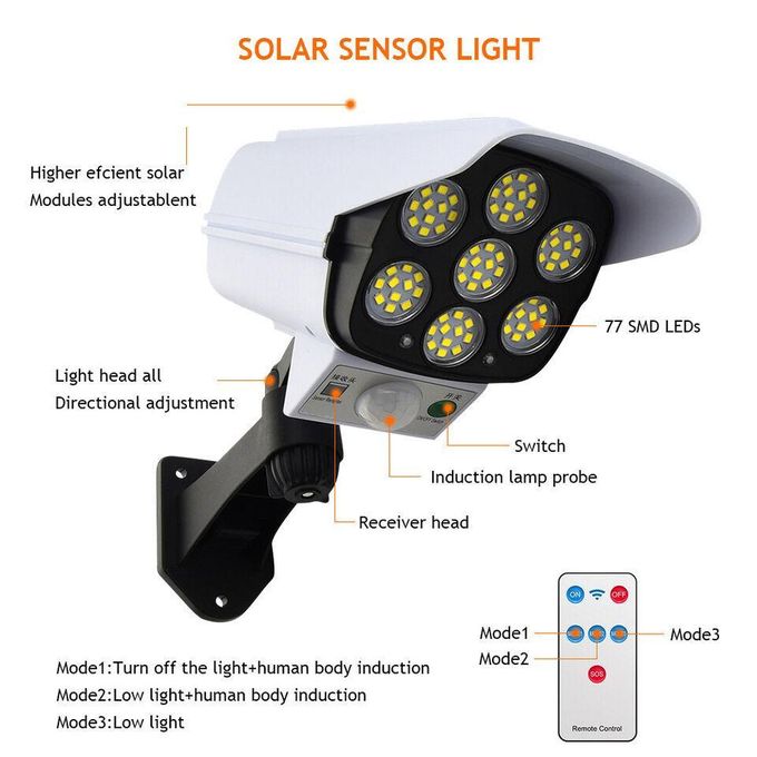Solar Light Solar Power Dummy Security Camera Fake LED Blink Light Outdoor Surveillance CCTV