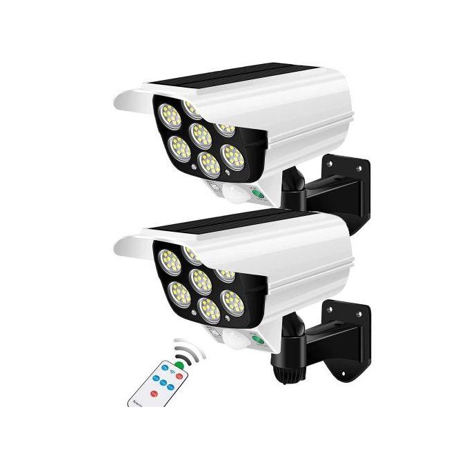 Outdoor Dummy CCTV Camera Motion Sensor Solar Lights FLOODLIGHT(2 Pack)