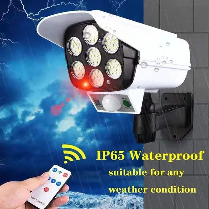 Solar Light Solar Wall Lamp Motion Sensor Wireless Security Dummy Camera 77 LED Outdoor Flood Light