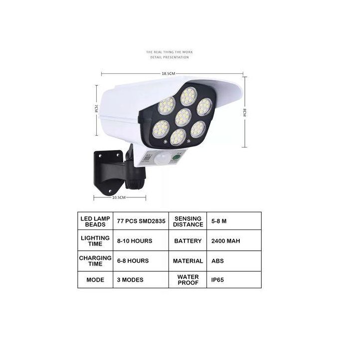 Solar Light Motion Sensor Solar Powered Sensor Security Fake Dummy Camera Flood Light