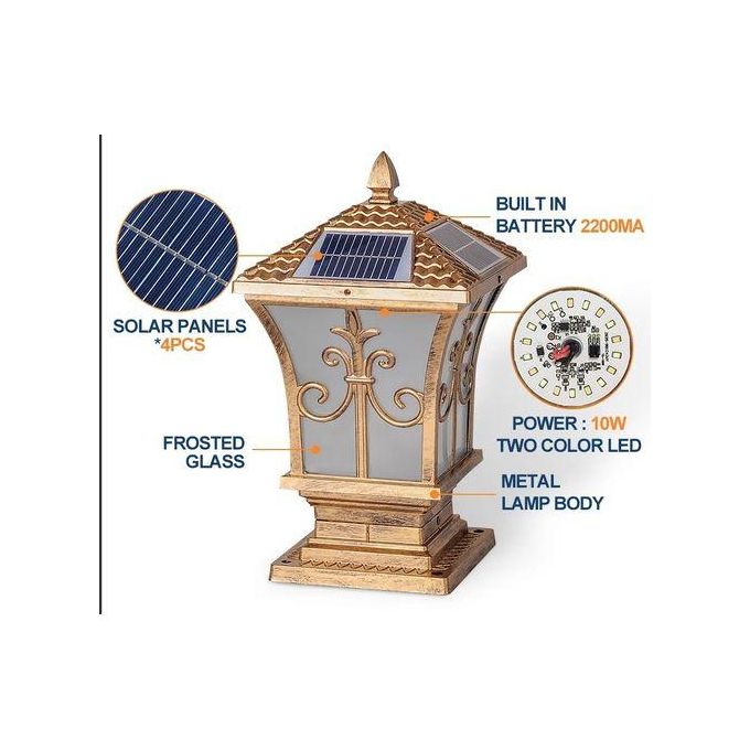 LED Solar Post Lamp For Gate, Garden, Pillar