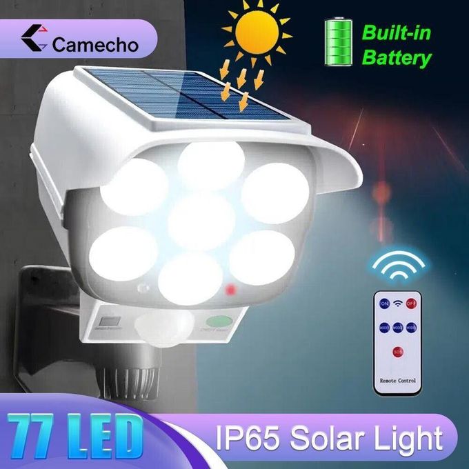 Solar Light Solar 77 LED Light Motion Sensor Outdoor Remote Control Wall Flood Yard Lamp