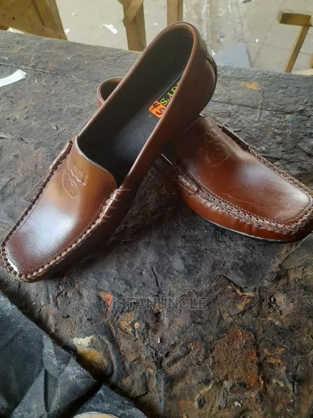 Men's Loafers Pure Leather Slips Ons - Brown