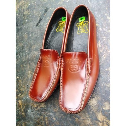 Men's Loafers Pure Leather Slips Ons - Brown