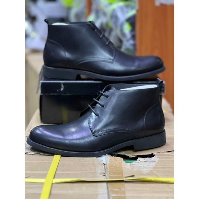 black leather official men's boots