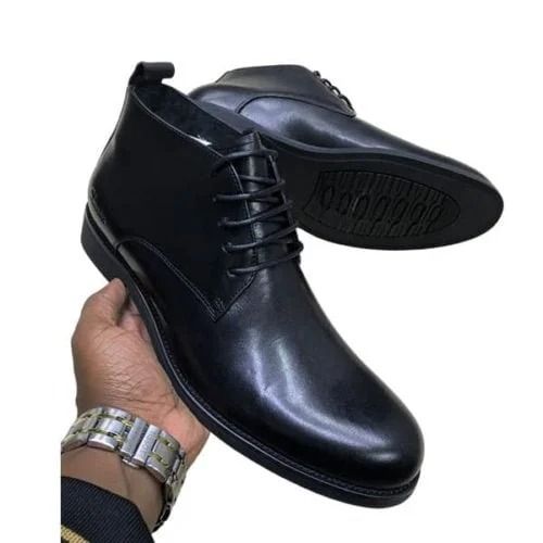 black leather official men's boots