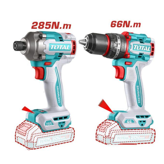 TOTAL  TCKLI20277 Cordless 2 pcs 
combo kit 20V