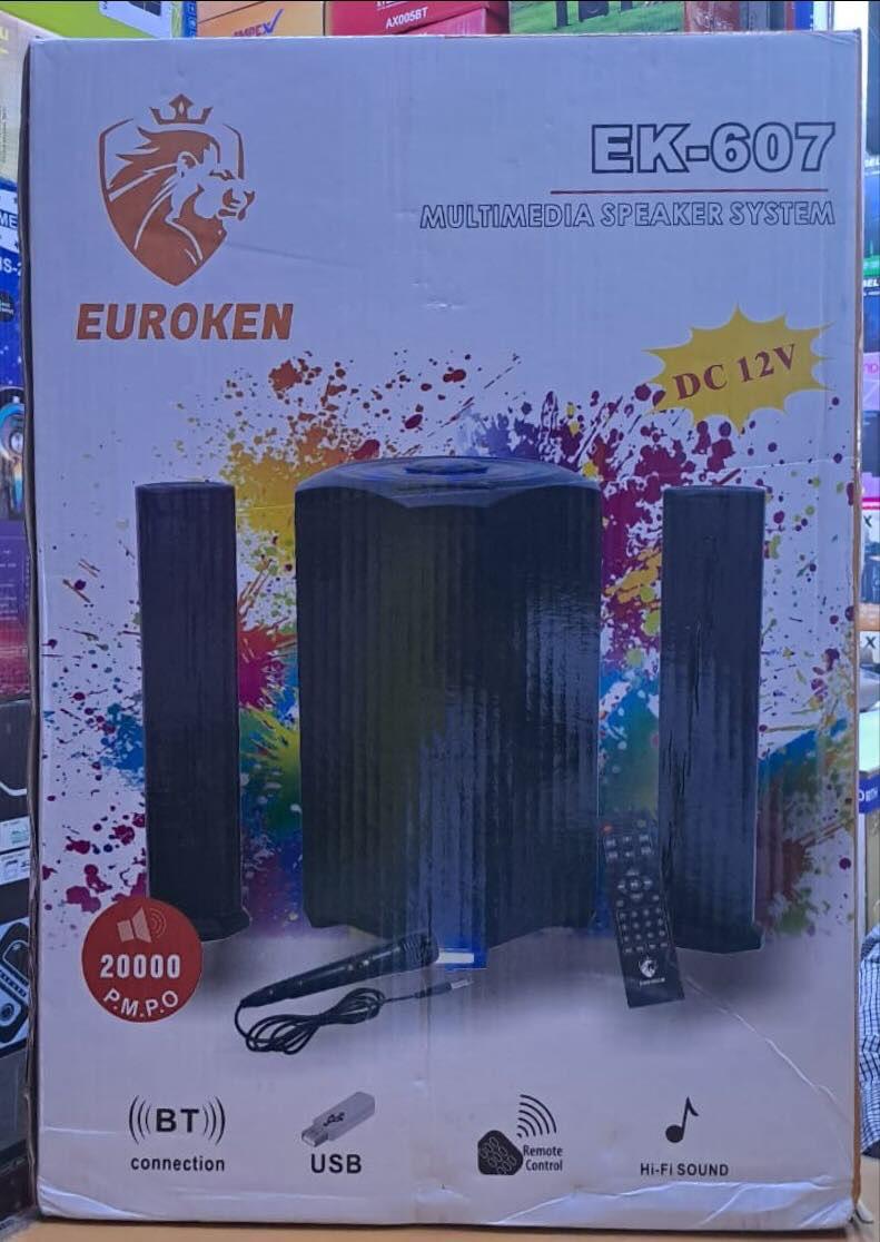 EUROKEN EK-607 2.1-CHANNEL MULTIMEDIA SPEAKER SYSTEM – 20,000 W PMPO WITH SUPER BASS SURROUND