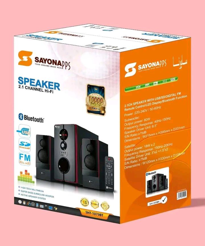 SAYONA SHT-1079BT 2.1 CHANNEL MULTIMEDIA SPEAKER SYSTEM WITH SUPER BASS AND BLUETOOTH