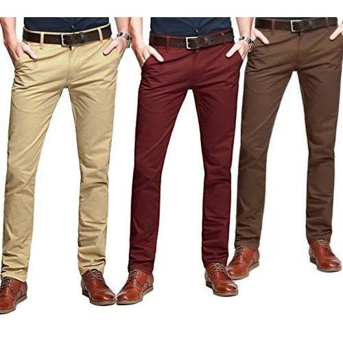 CLEARANCE OFFER 3 Pack soft Khakis Mens slim-fit Chino Pants- Maroon, Beige& Coffee Brown.