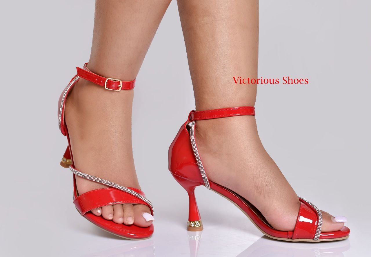 Victoria Shoes Women’s Black Patent Leather Open-Toe Sandals with Rhinestone Straps, Adjustable Ankle Buckle & 3-Inch Slim Heel – Elegant Party & Wedding Heels